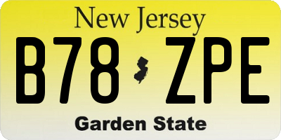 NJ license plate B78ZPE