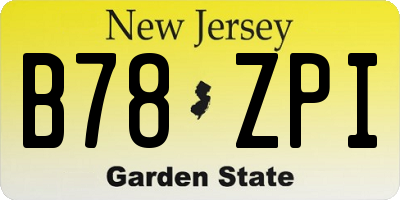 NJ license plate B78ZPI