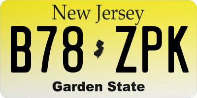 NJ license plate B78ZPK