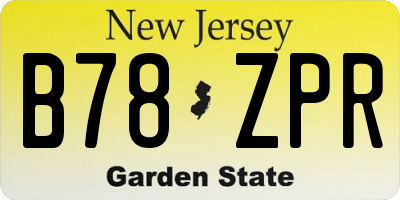 NJ license plate B78ZPR