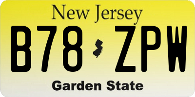 NJ license plate B78ZPW