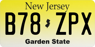 NJ license plate B78ZPX