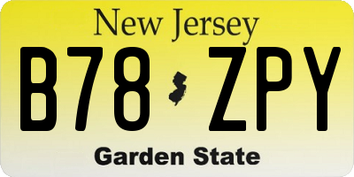 NJ license plate B78ZPY