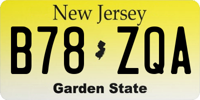NJ license plate B78ZQA