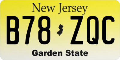 NJ license plate B78ZQC