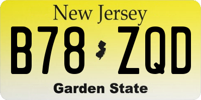 NJ license plate B78ZQD