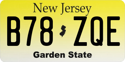 NJ license plate B78ZQE