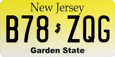 NJ license plate B78ZQG
