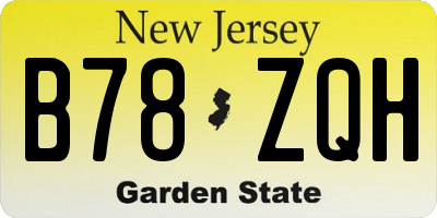 NJ license plate B78ZQH