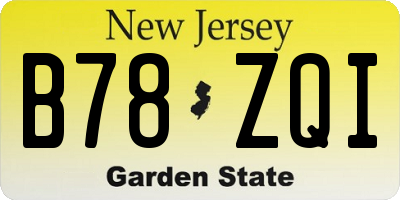 NJ license plate B78ZQI