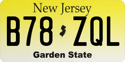 NJ license plate B78ZQL