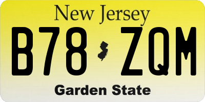 NJ license plate B78ZQM