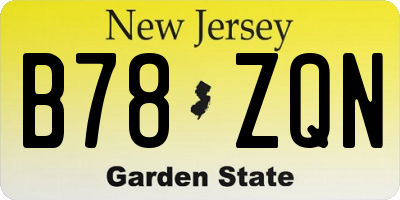 NJ license plate B78ZQN
