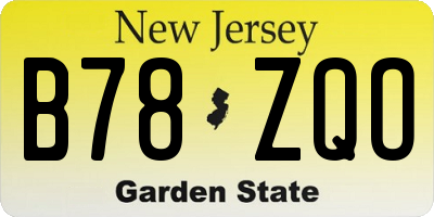 NJ license plate B78ZQO