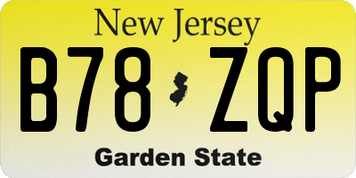 NJ license plate B78ZQP