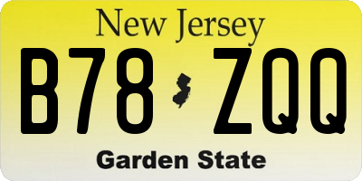 NJ license plate B78ZQQ