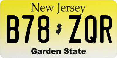 NJ license plate B78ZQR