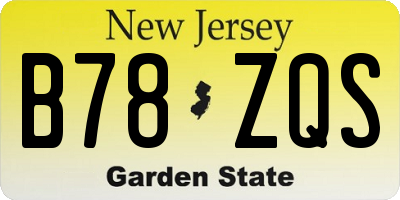 NJ license plate B78ZQS