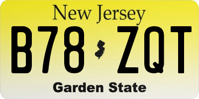 NJ license plate B78ZQT