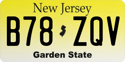 NJ license plate B78ZQV