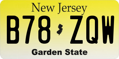 NJ license plate B78ZQW