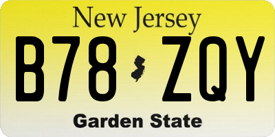 NJ license plate B78ZQY