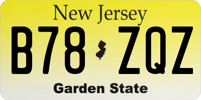 NJ license plate B78ZQZ
