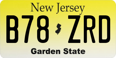 NJ license plate B78ZRD