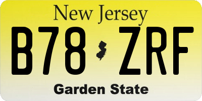 NJ license plate B78ZRF