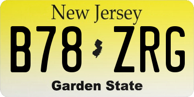 NJ license plate B78ZRG