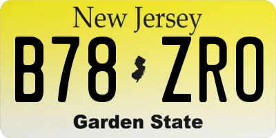 NJ license plate B78ZRO