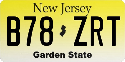 NJ license plate B78ZRT