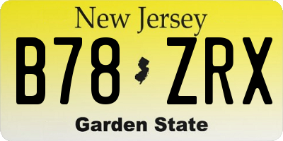 NJ license plate B78ZRX