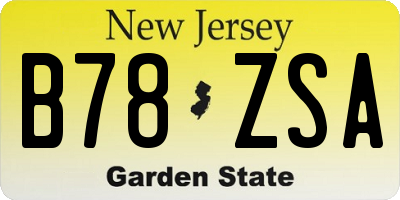NJ license plate B78ZSA