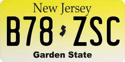 NJ license plate B78ZSC