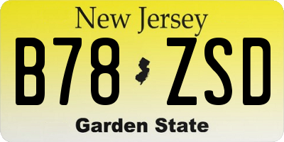 NJ license plate B78ZSD