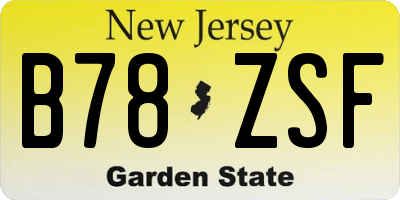 NJ license plate B78ZSF