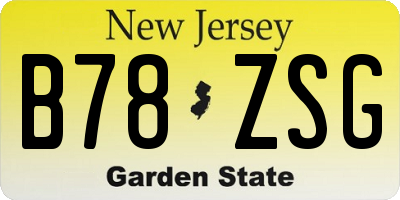 NJ license plate B78ZSG