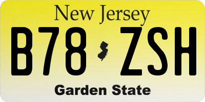 NJ license plate B78ZSH