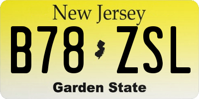 NJ license plate B78ZSL