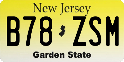 NJ license plate B78ZSM