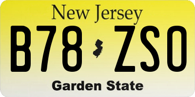 NJ license plate B78ZSO