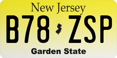 NJ license plate B78ZSP