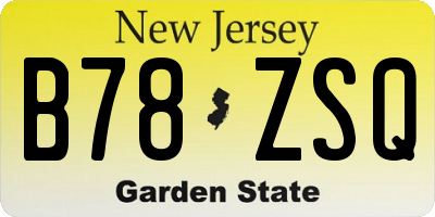 NJ license plate B78ZSQ