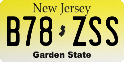 NJ license plate B78ZSS