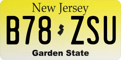 NJ license plate B78ZSU