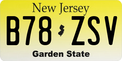 NJ license plate B78ZSV