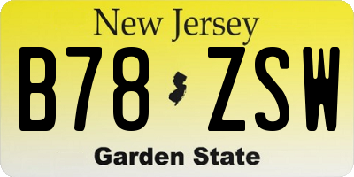 NJ license plate B78ZSW