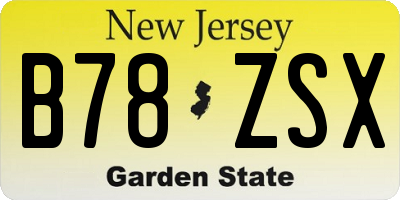 NJ license plate B78ZSX