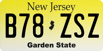 NJ license plate B78ZSZ